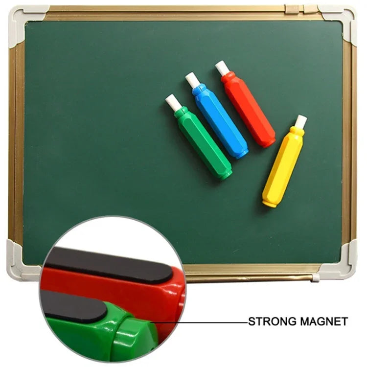 Magnetischer Kreidehalter, staubfreier Kreidestift mit doppelter Feder, selbstanpassende Kreideklammer, zufällige Farbe, selbstanpassende Kreideklammer