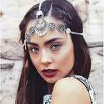 Silbernes Vintage-Quasten-Haarband mit Metallmünze, langes Punk-Haarband, Stirnschmuck