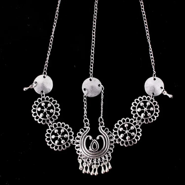 Silbernes Vintage-Quasten-Haarband mit Metallmünze, langes Punk-Haarband, Stirnschmuck