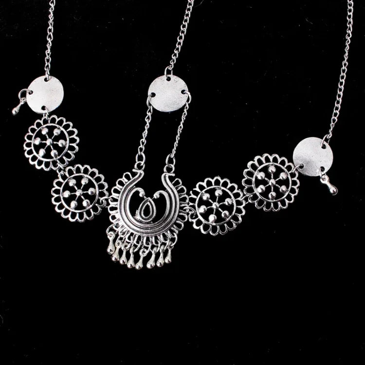 Silbernes Vintage-Quasten-Haarband mit Metallmünze, langes Punk-Haarband, Stirnschmuck