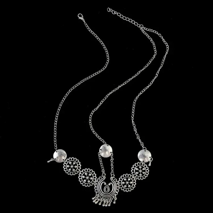Silbernes Vintage-Quasten-Haarband mit Metallmünze, langes Punk-Haarband, Stirnschmuck