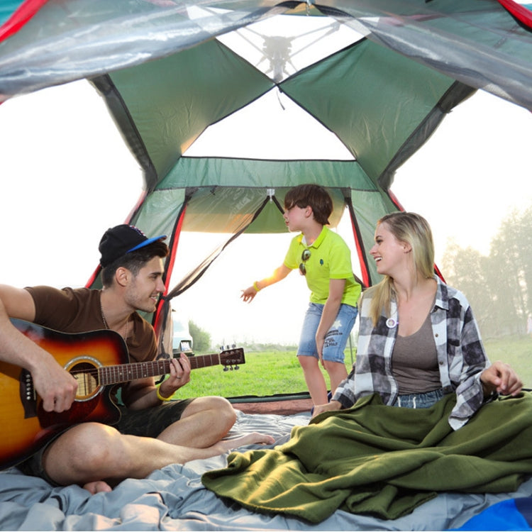 Outdoor 3-4 Personen Strand Verdickung Regendicht Automatisches Schnellaufbau Vierzelt Campingzelt, Automatisches Vinyl, Verbessertes Großes Vinyl