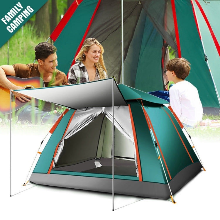 Outdoor 3-4 Personen Strand Verdickung Regendicht Automatisches Schnellaufbau Vierzelt Campingzelt, Automatisches Vinyl, Verbessertes Großes Vinyl