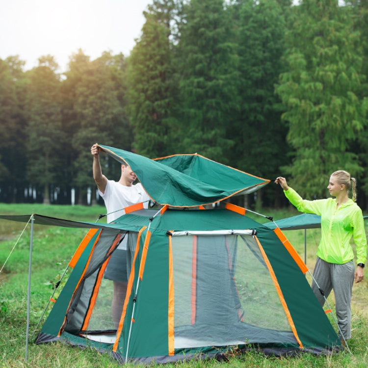 Outdoor 3-4 Personen Strand Verdickung Regendicht Automatisches Schnellaufbau Vierzelt Campingzelt, Automatisches Vinyl, Verbessertes Großes Vinyl