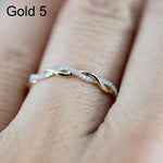 Damen Klassischer Ring mit kubischem Zirkonia in Drehform, Gold, Roségold, Silber