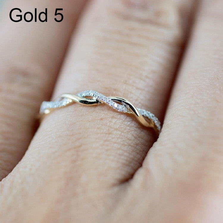 Damen Klassischer Ring mit kubischem Zirkonia in Drehform, Gold, Roségold, Silber