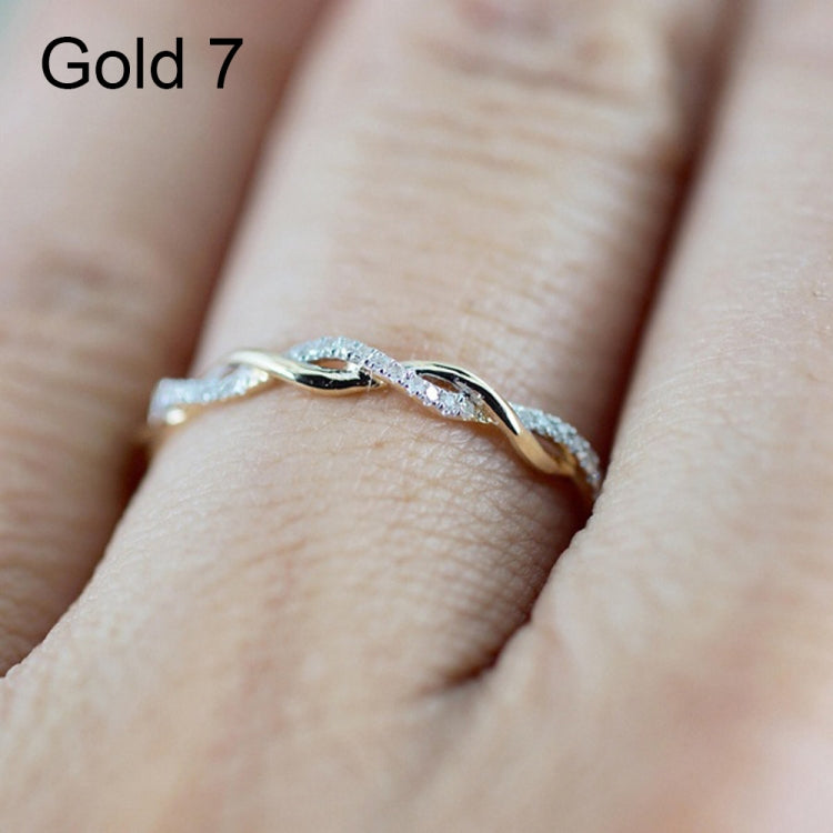 Damen Klassischer Ring mit kubischem Zirkonia in Drehform, Gold, Roségold, Silber