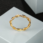 Damen Klassischer Ring mit kubischem Zirkonia in Drehform, Gold, Roségold, Silber