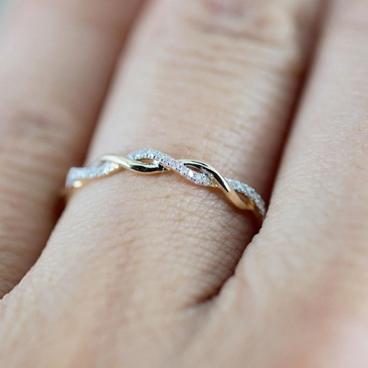Damen Klassischer Ring mit kubischem Zirkonia in Drehform, Gold, Roségold, Silber