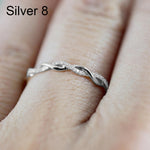 Damen Klassischer Ring mit kubischem Zirkonia in Drehform, Gold, Roségold, Silber
