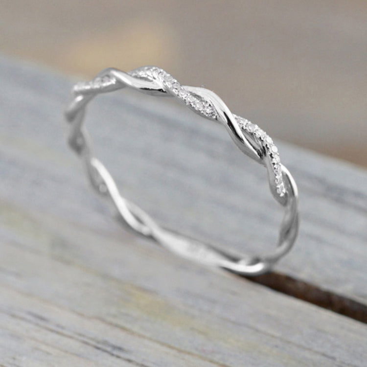 Damen Klassischer Ring mit kubischem Zirkonia in Drehform, Gold, Roségold, Silber