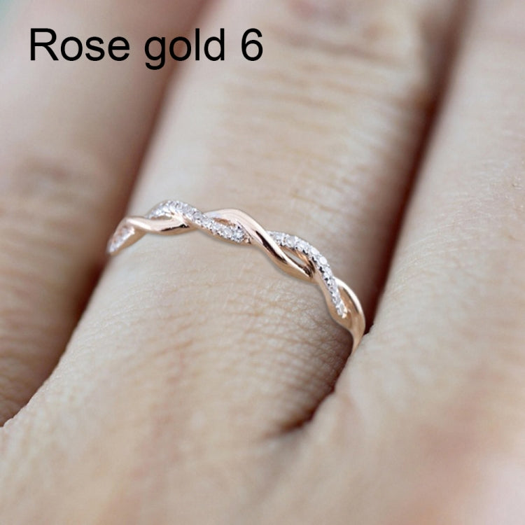 Damen Klassischer Ring mit kubischem Zirkonia in Drehform, Gold, Roségold, Silber