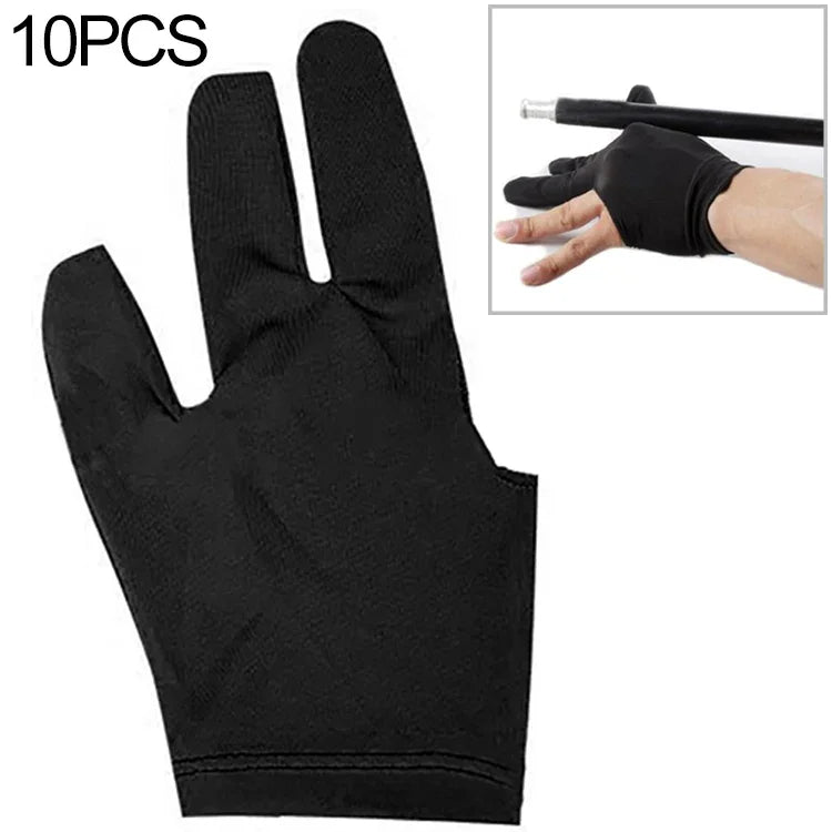 10 Stücke/Set Spandex Snooker Billard Queue Handschuh Pool Linke Hand Offen Drei Finger Snooker Zubehör