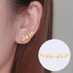 Einfache Mond-Stern Ohrstecker für Damen Geburtstagsgeschenk Schmuck, Gold, Roségold, Silber