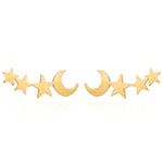 Einfache Mond-Stern Ohrstecker für Damen Geburtstagsgeschenk Schmuck, Gold, Roségold, Silber
