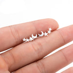 Einfache Mond-Stern Ohrstecker für Damen Geburtstagsgeschenk Schmuck, Gold, Roségold, Silber