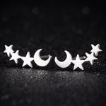 Einfache Mond-Stern Ohrstecker für Damen Geburtstagsgeschenk Schmuck, Gold, Roségold, Silber