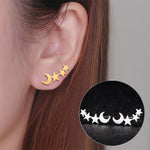 Einfache Mond-Stern Ohrstecker für Damen Geburtstagsgeschenk Schmuck, Gold, Roségold, Silber