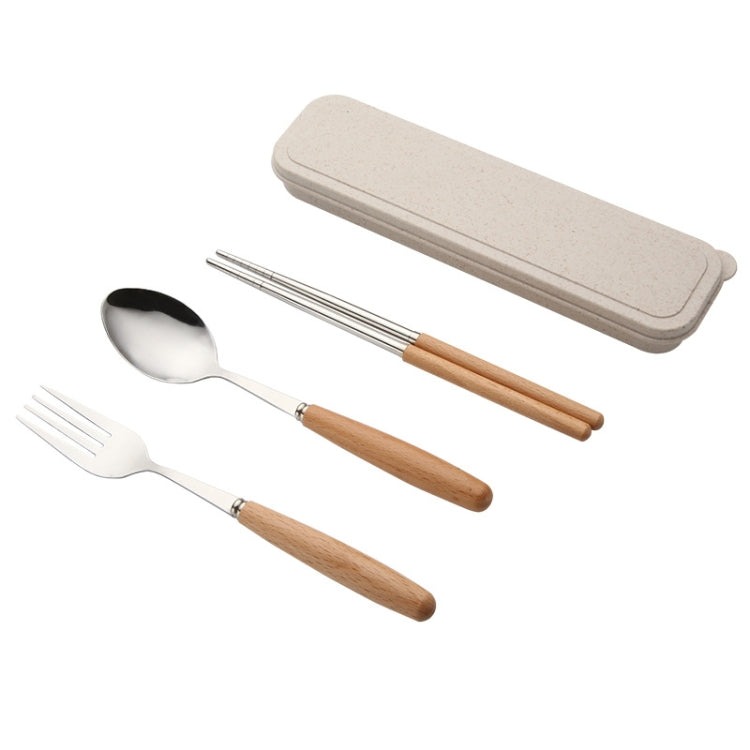 3-in-1-Besteckset aus Löffel, Essstäbchen und Gabel, dreiteiliges kreatives Set für Studenten, tragbares Geschirr, dreiteiliges Set aus Löffel, Gabel und Essstäbchen mit Holzgriff, zweiteiliges Set aus Holzlöffel und Essstäbchen
