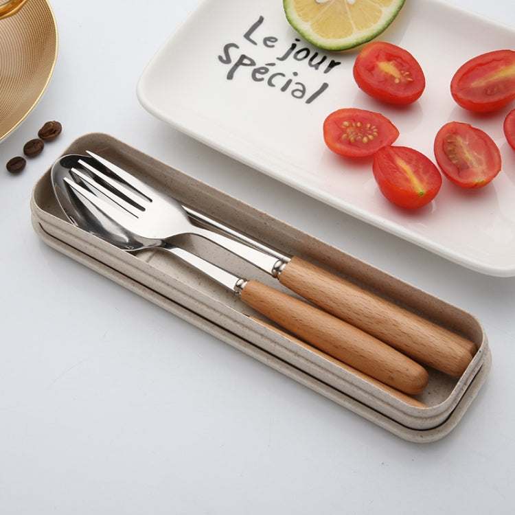 3-in-1-Besteckset aus Löffel, Essstäbchen und Gabel, dreiteiliges kreatives Set für Studenten, tragbares Geschirr, dreiteiliges Set aus Löffel, Gabel und Essstäbchen mit Holzgriff, zweiteiliges Set aus Holzlöffel und Essstäbchen