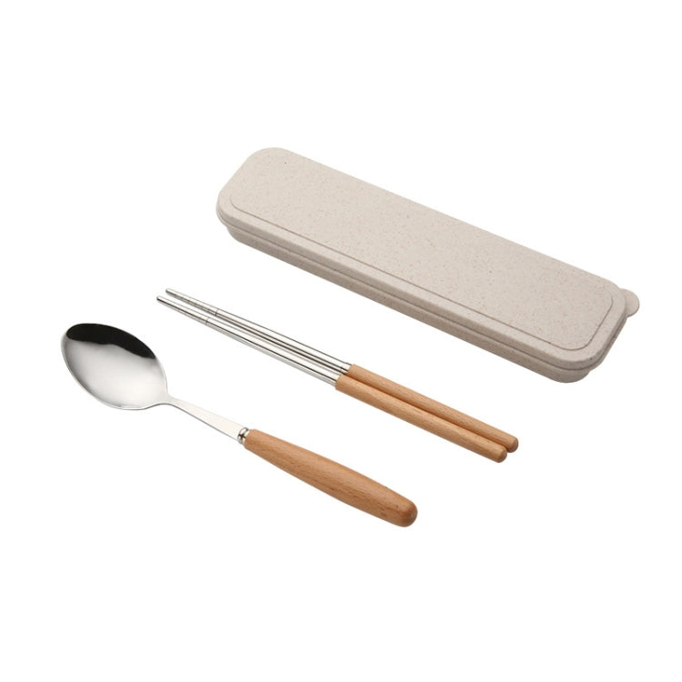 3-in-1-Besteckset aus Löffel, Essstäbchen und Gabel, dreiteiliges kreatives Set für Studenten, tragbares Geschirr, dreiteiliges Set aus Löffel, Gabel und Essstäbchen mit Holzgriff, zweiteiliges Set aus Holzlöffel und Essstäbchen