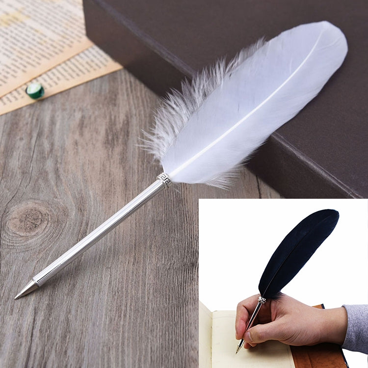 Ostrich Feather Quill Ballpoint Pen Wedding Gift Office School Signature Pen, Length:26cm, White, Black, Pink, Fruit Green, Sky Blue, Yellow, Blackish Green, Dark Purple, Dark Blue, Watermelon Red, Grey, Magenta, Light Green, Light Purple