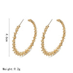 Vintage Runde Modische Ohrringe Damen Schmuck, Gold, Weiß