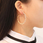 Vintage Runde Modische Ohrringe Damen Schmuck, Gold, Weiß