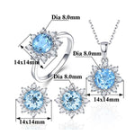 3er-Set Schneeflockenförmiger Edelstein Schmuck Set für Damen, 6, 7, 8, 9, 10
