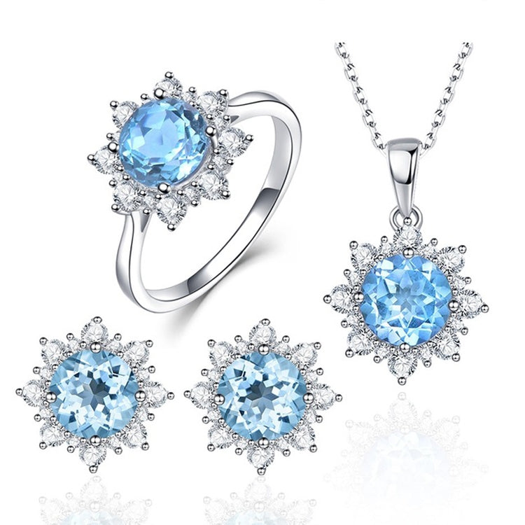 3er-Set Schneeflockenförmiger Edelstein Schmuck Set für Damen, 6, 7, 8, 9, 10
