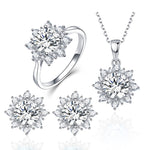 3er-Set Schneeflockenförmiger Edelstein Schmuck Set für Damen, 6, 7, 8, 9, 10