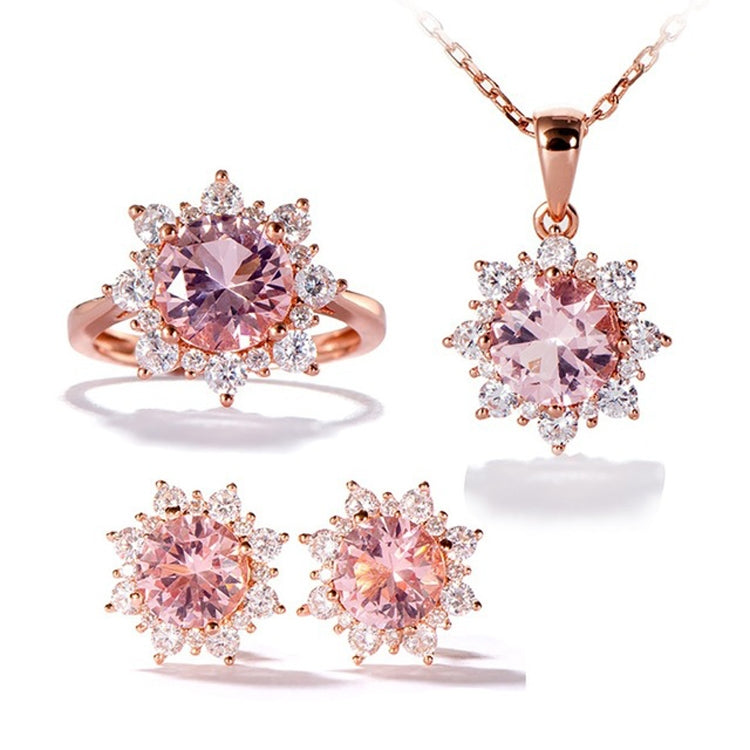 3er-Set Schneeflockenförmiger Edelstein Schmuck Set für Damen, 6, 7, 8, 9, 10