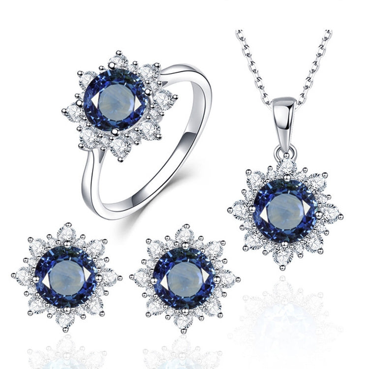 3er-Set Schneeflockenförmiger Edelstein Schmuck Set für Damen, 6, 7, 8, 9, 10