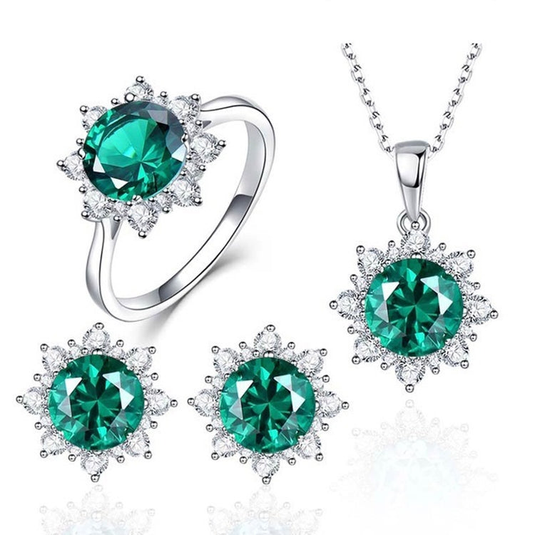 3er-Set Schneeflockenförmiger Edelstein Schmuck Set für Damen, 6, 7, 8, 9, 10