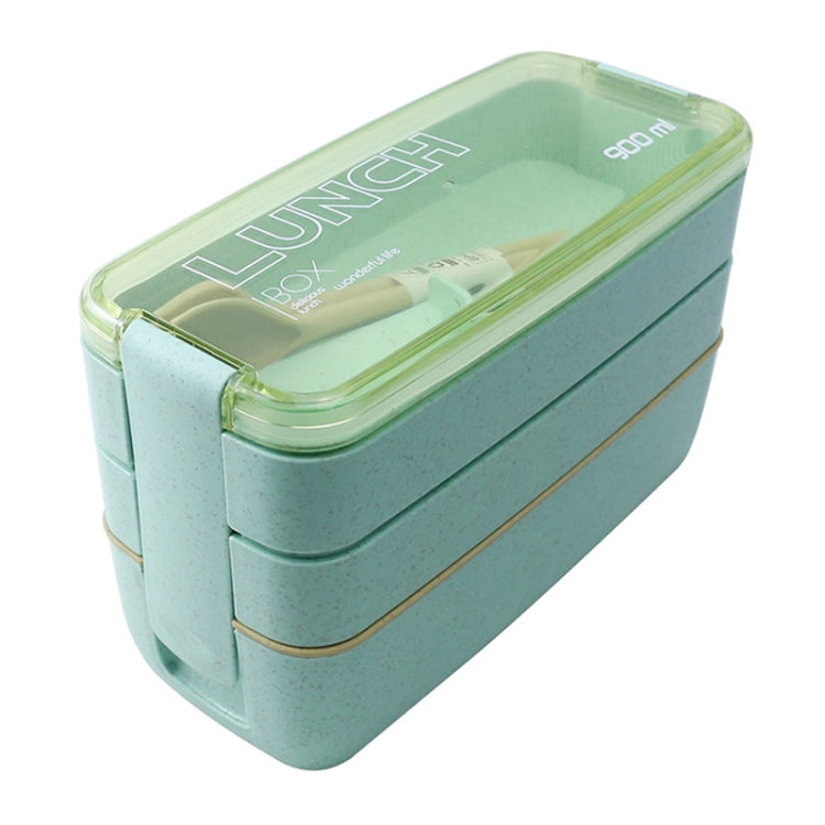 900 ml 3-Schicht-Bento-Box Brotdose Essensbehälter Weizenstrohmaterial Mikrowellengeeignet Geschirr Lunchbox