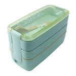 900 ml 3-Schicht-Bento-Box Brotdose Essensbehälter Weizenstrohmaterial Mikrowellengeeignet Geschirr Lunchbox