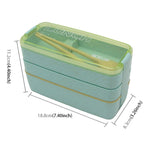 900 ml 3-Schicht-Bento-Box Brotdose Essensbehälter Weizenstrohmaterial Mikrowellengeeignet Geschirr Lunchbox