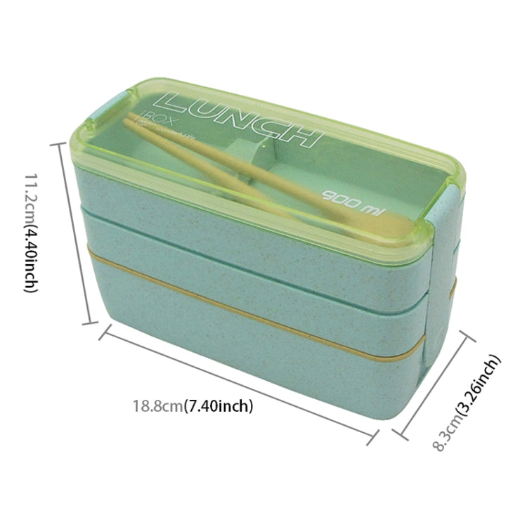 900 ml 3-Schicht-Bento-Box Brotdose Essensbehälter Weizenstrohmaterial Mikrowellengeeignet Geschirr Lunchbox