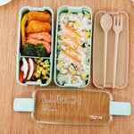 900 ml 3-Schicht-Bento-Box Brotdose Essensbehälter Weizenstrohmaterial Mikrowellengeeignet Geschirr Lunchbox