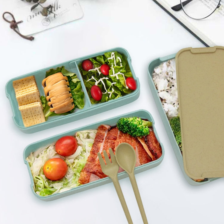 900 ml 3-Schicht-Bento-Box Brotdose Essensbehälter Weizenstrohmaterial Mikrowellengeeignet Geschirr Lunchbox