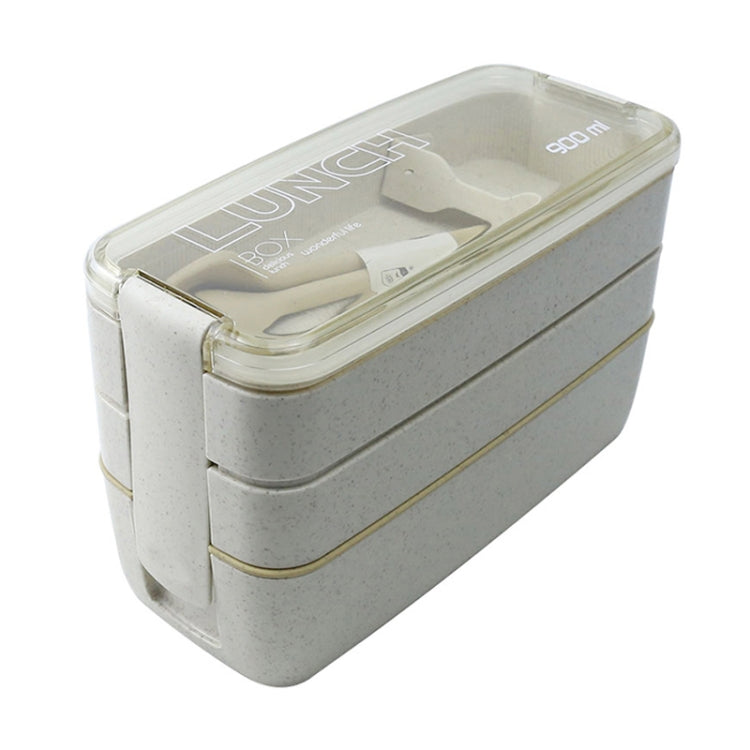 900 ml 3-Schicht-Bento-Box Brotdose Essensbehälter Weizenstrohmaterial Mikrowellengeeignet Geschirr Lunchbox