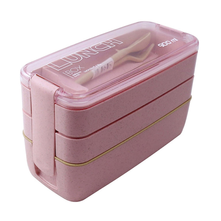 900 ml 3-Schicht-Bento-Box Brotdose Essensbehälter Weizenstrohmaterial Mikrowellengeeignet Geschirr Lunchbox