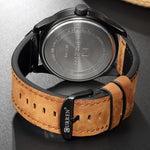 CURREN M8301 Men Military Sports Watch Quartz Date Clock Leather Wristwatch, black case orange, black case red, black case black face deep brown band, black case grey face light brown band, black case blue