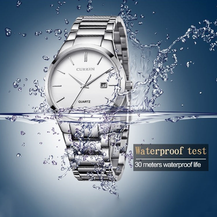 CURREN 8106 Mode Business Kalender Wasserdichte Vollstahl Quarzuhr, schwarzes Gehäuse schwarzes Zifferblatt, weißes Gehäuse schwarzes Zifferblatt, schwarzes Gehäuse weißes Zifferblatt, weißes Gehäuse weißes Zifferblatt