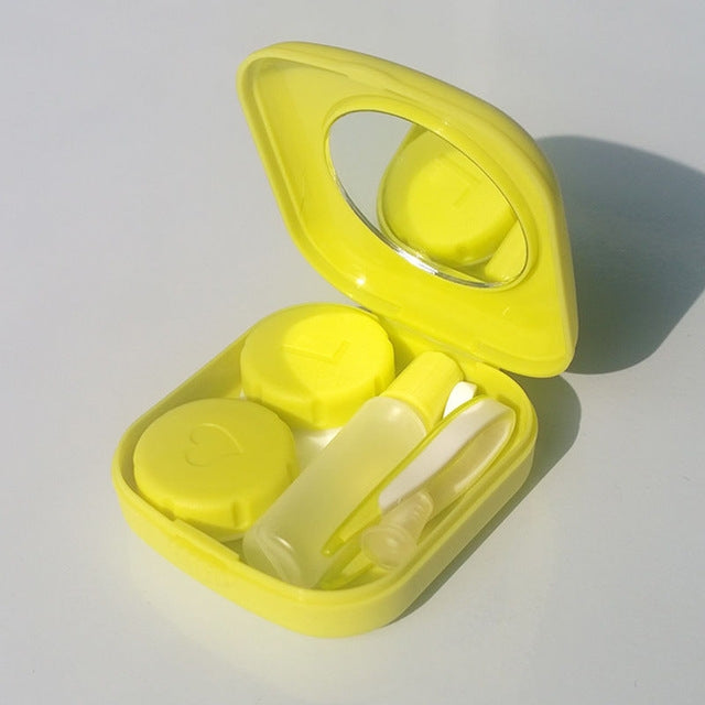 5 Stück/Set Mini quadratisches Kontaktlinsen-Etui aus Kunststoff mit Spiegel
