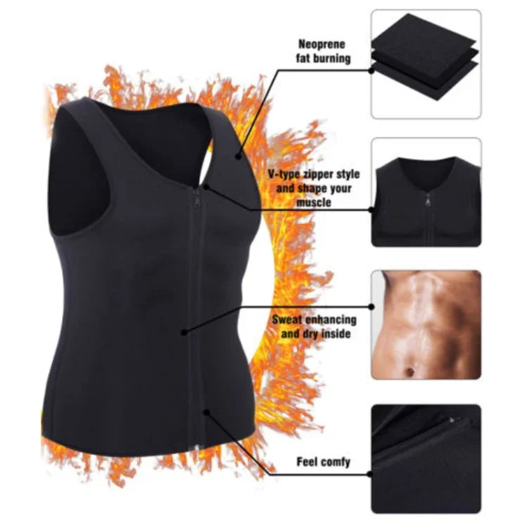 Herren-Reißverschluss-Weste, Bauch-Korsett, Fitnesskleidung, S, L, XL, XXL, XXXL, M