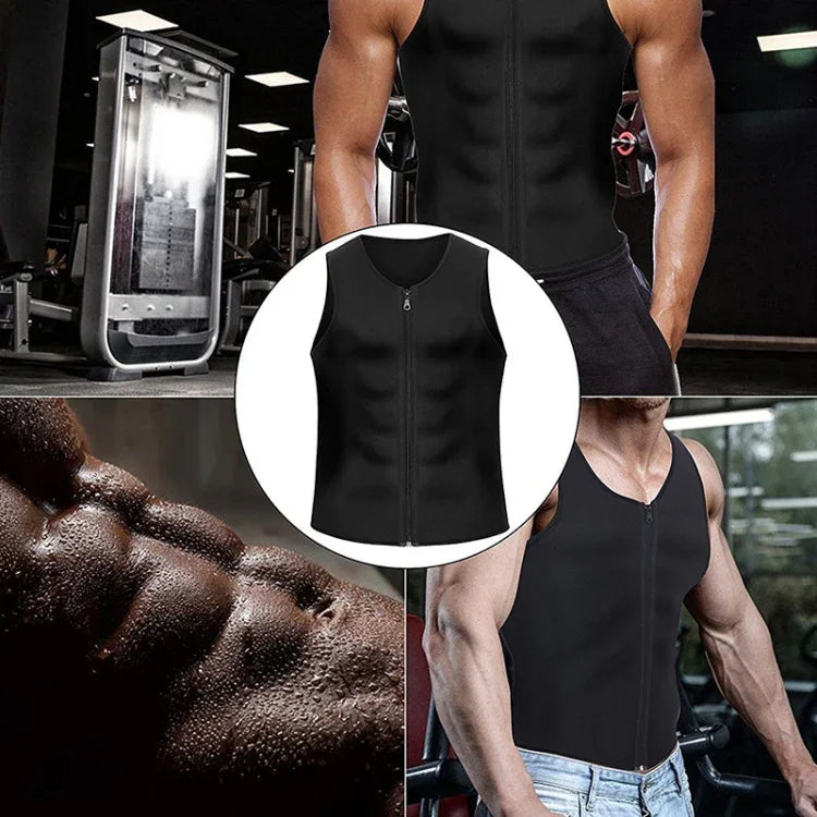 Herren-Reißverschluss-Weste, Bauch-Korsett, Fitnesskleidung, S, L, XL, XXL, XXXL, M