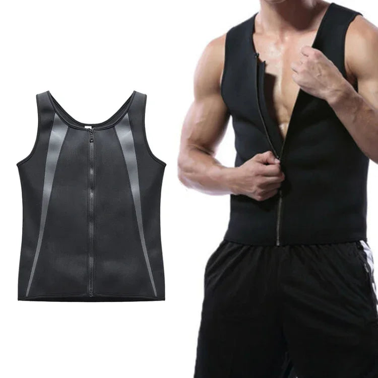 Herren-Reißverschluss-Weste, Bauch-Korsett, Fitnesskleidung, S, L, XL, XXL, XXXL, M
