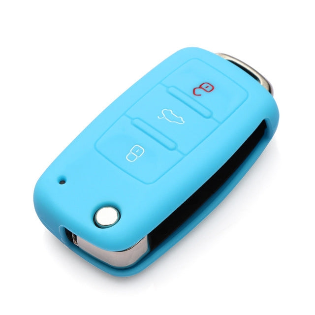 2 PCS Silicone Car Key Cover Case for Volkswagen Golf, Blue, Dark Blue, Pink, Green, Black, Orange, Purple, Red, White, Yellow