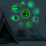 E wall Planet Solar System Fluorescent Wall Stickers Room Bedroom Luminous Wall Stickers